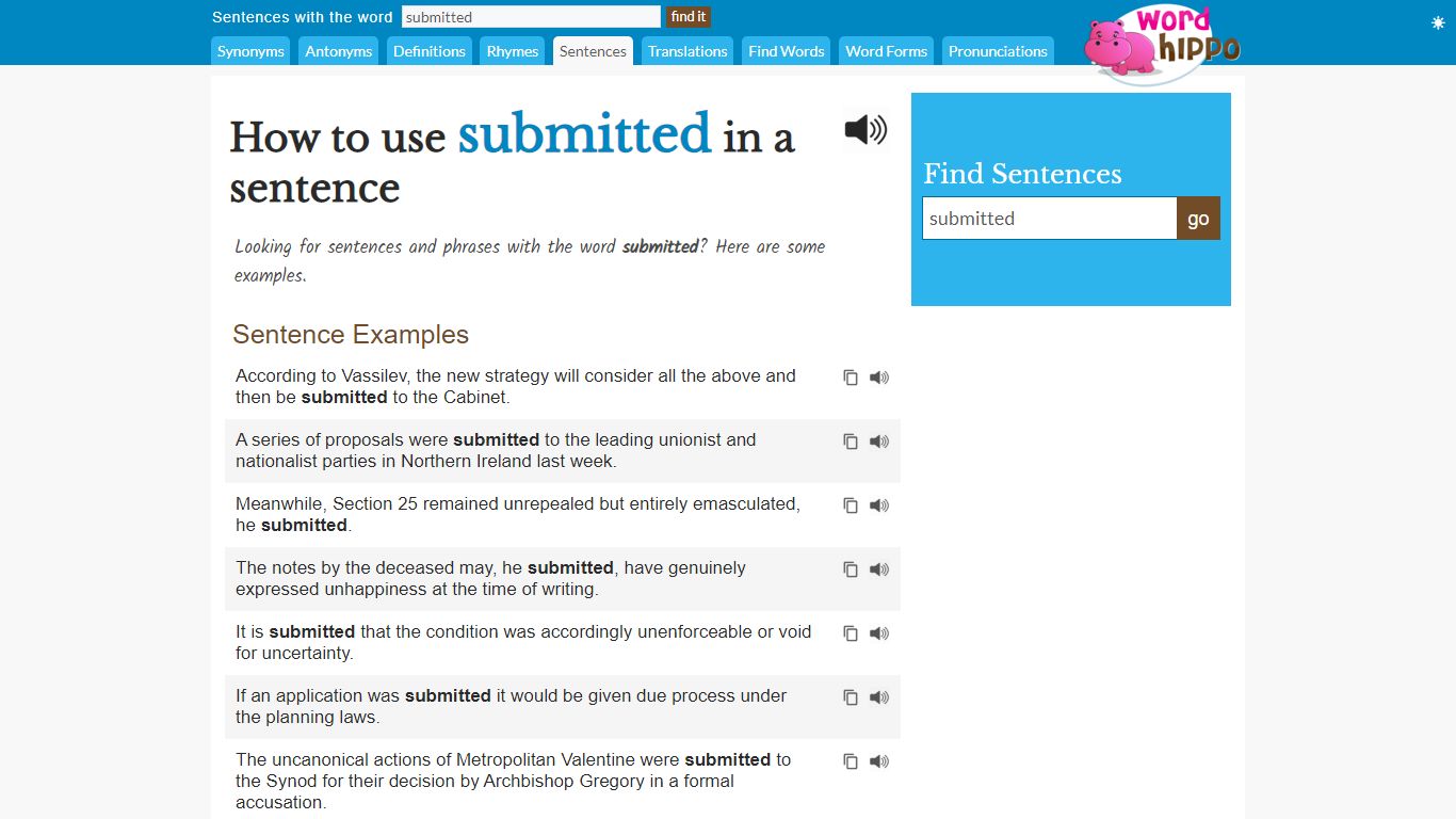 How to use "submitted" in a sentence - WordHippo